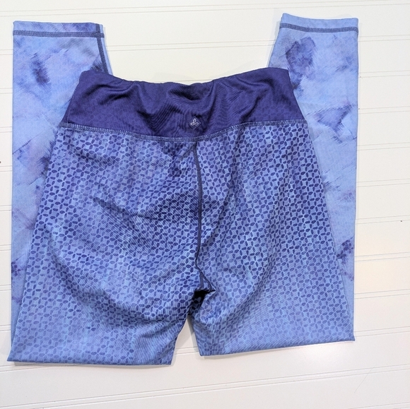 Prana Purple Ombre/Water Color Print High Waist Ankle Leggings/Running Tights - Picture 2 of 4